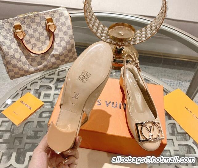 Popular Style Louis Vuitton Madeleine Slingback Pumps 4.5cm in Patent Leather with LV Circle Nude 204032