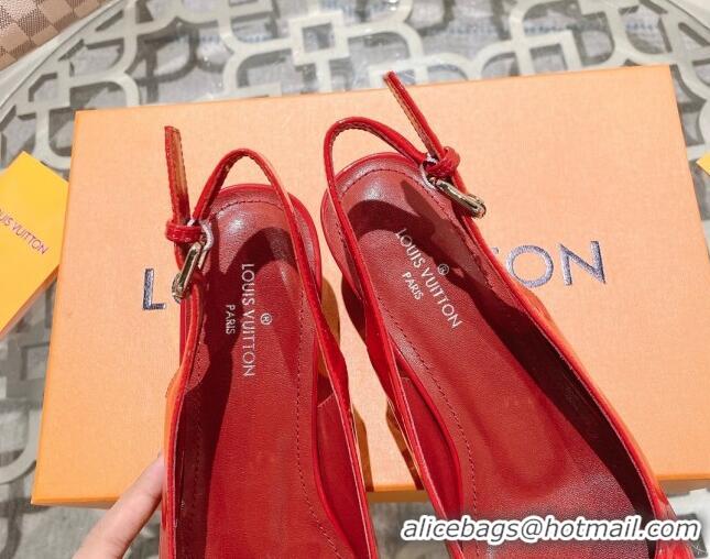 Charming Louis Vuitton Madeleine Slingback Pumps 4.5cm in Patent Leather with LV Circle Red 204033