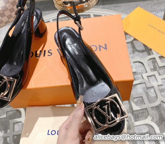 Pretty Style Louis Vuitton Madeleine Slingback Pumps 4.5cm in Patent Leather with LV Circle Black 204036