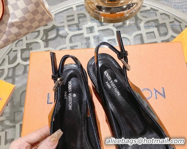 Pretty Style Louis Vuitton Madeleine Slingback Pumps 4.5cm in Patent Leather with LV Circle Black 204036