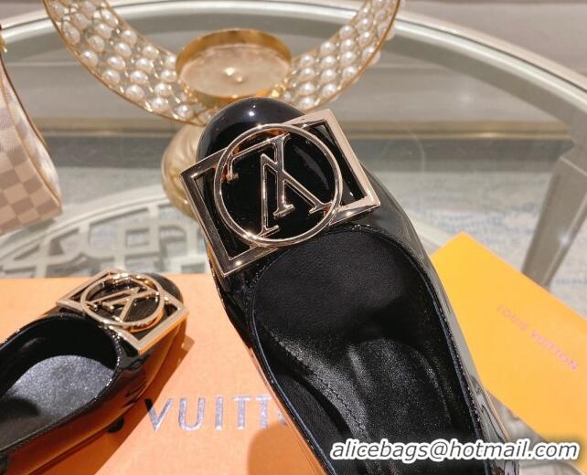 Pretty Style Louis Vuitton Madeleine Slingback Pumps 4.5cm in Patent Leather with LV Circle Black 204036