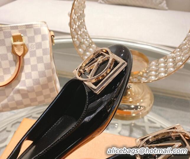 Pretty Style Louis Vuitton Madeleine Slingback Pumps 4.5cm in Patent Leather with LV Circle Black 204036