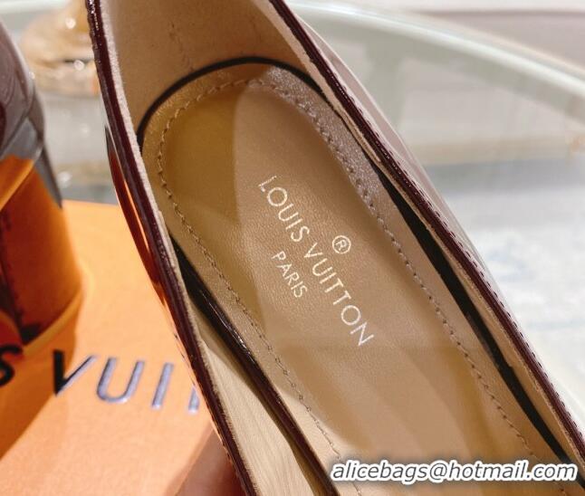 Luxury Cheap Louis Vuitton Madeleine Pumps 8cm in Patent Leather with LV Crystals Burgundy 204044