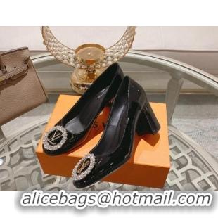 Luxury Louis Vuitton Madeleine Pumps 8cm in Patent Leather with LV Crystals Black 204045