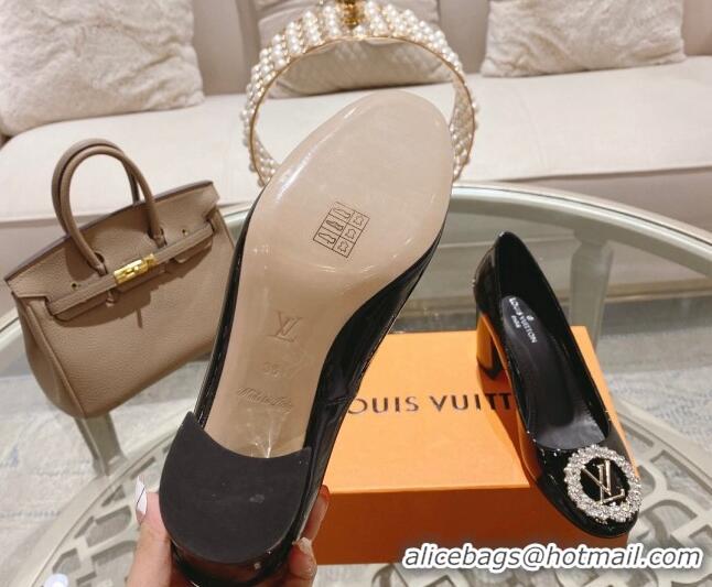 Luxury Louis Vuitton Madeleine Pumps 8cm in Patent Leather with LV Crystals Black 204045