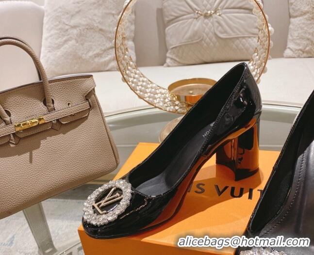 Luxury Louis Vuitton Madeleine Pumps 8cm in Patent Leather with LV Crystals Black 204045