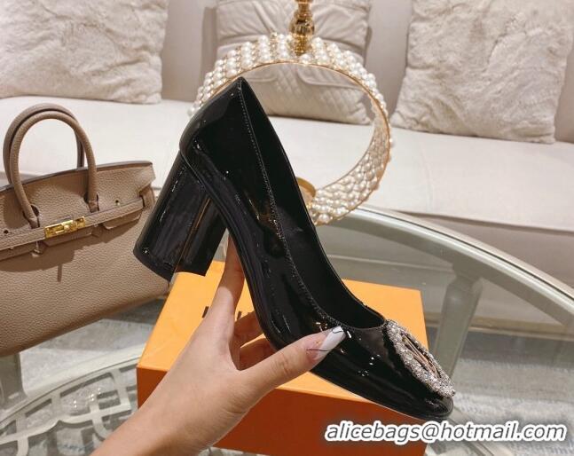 Luxury Louis Vuitton Madeleine Pumps 8cm in Patent Leather with LV Crystals Black 204045