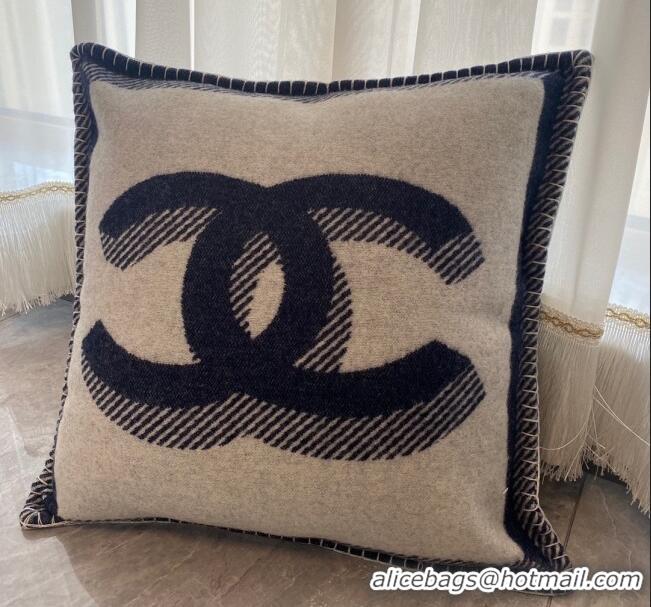 Famous Brand Chanel CC Wool Cashmere Pillow 50x50cm CH2566 Black 2022