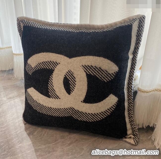 Famous Brand Chanel CC Wool Cashmere Pillow 50x50cm CH2566 Black 2022