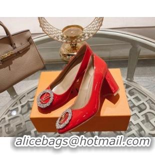 Trendy Design Louis Vuitton Madeleine Pumps 8cm in Patent Leather with LV Crystals Red 204046