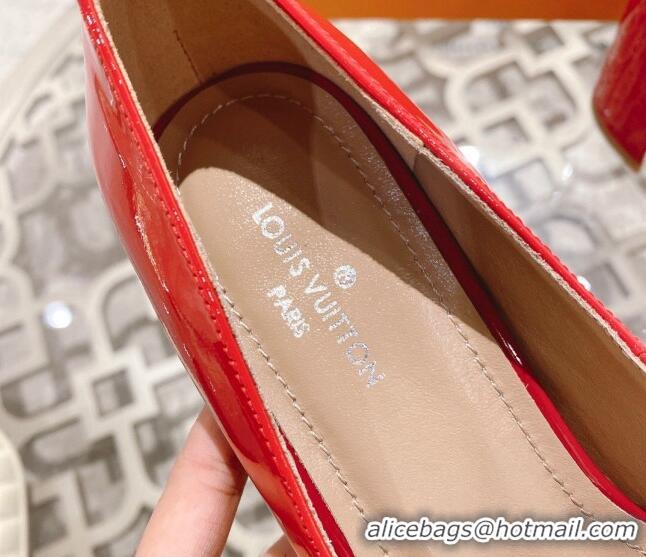 Trendy Design Louis Vuitton Madeleine Pumps 8cm in Patent Leather with LV Crystals Red 204046