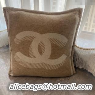 Top Grade Chanel CC Wool Cashmere Pillow 50x50cm CH2566 Camel 2022