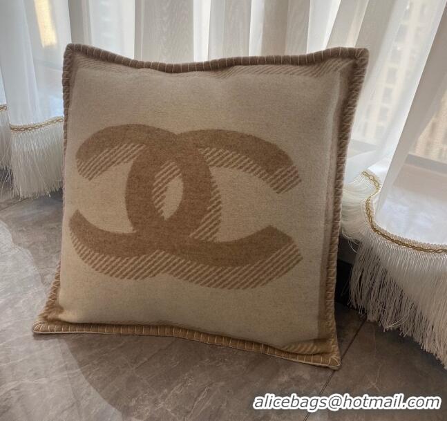 Top Grade Chanel CC Wool Cashmere Pillow 50x50cm CH2566 Camel 2022