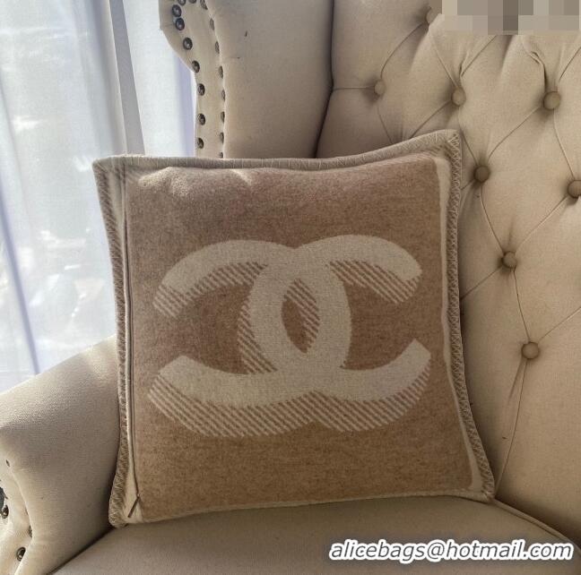 Top Grade Chanel CC Wool Cashmere Pillow 50x50cm CH2566 Camel 2022