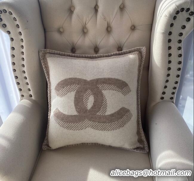 Top Grade Chanel CC Wool Cashmere Pillow 50x50cm CH2566 Camel 2022