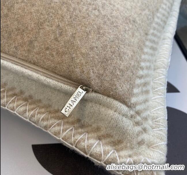 Top Grade Chanel CC Wool Cashmere Pillow 50x50cm CH2566 Camel 2022