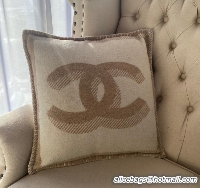 Top Grade Chanel CC Wool Cashmere Pillow 50x50cm CH2566 Camel 2022