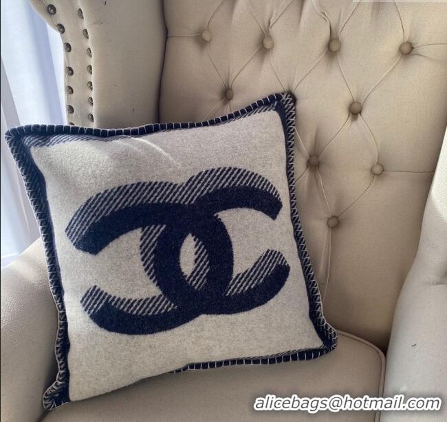 Best Price Chanel CC Wool Cashmere Pillow 50x50cm CH2566 Navy Blue 2022