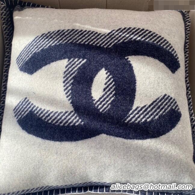 Best Price Chanel CC Wool Cashmere Pillow 50x50cm CH2566 Navy Blue 2022