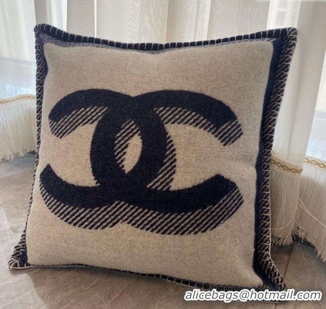 Best Price Chanel CC Wool Cashmere Pillow 50x50cm CH2566 Navy Blue 2022