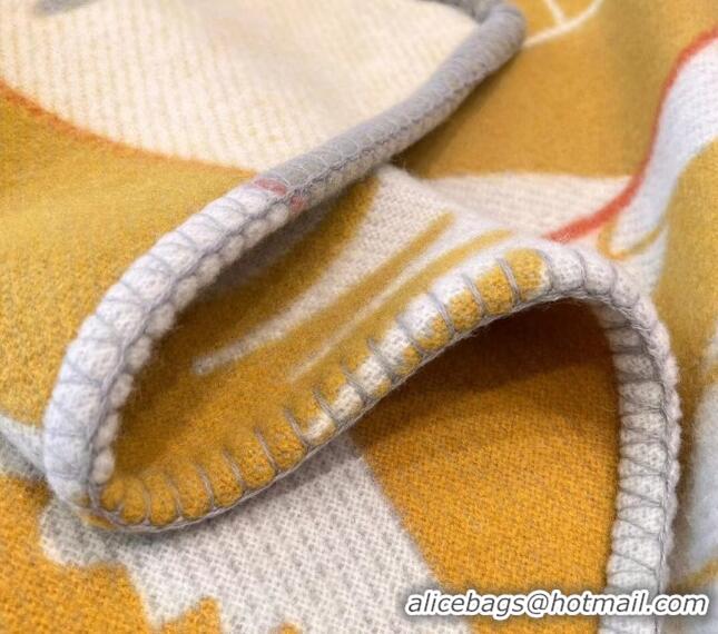 Well Crafted Hermes Avalon Cashmere and Wool Blanket and Pillow H1067 Yellow 2023