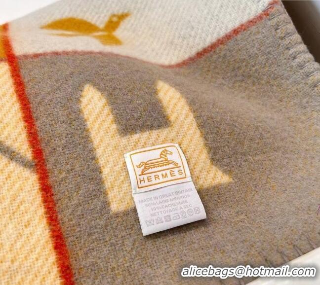 Well Crafted Hermes Avalon Cashmere and Wool Blanket and Pillow H1067 Yellow 2023