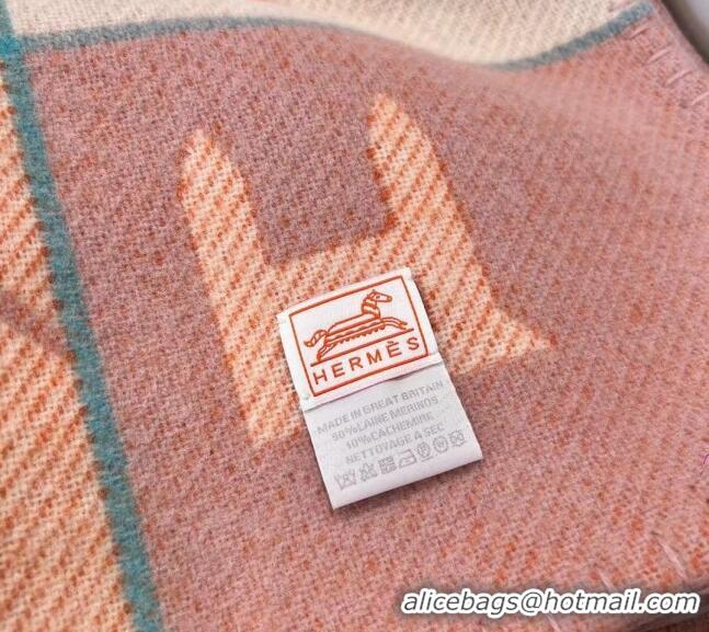 Top Design Hermes Avalon Cashmere and Wool Blanket and Pillow H1067 Orange 2023