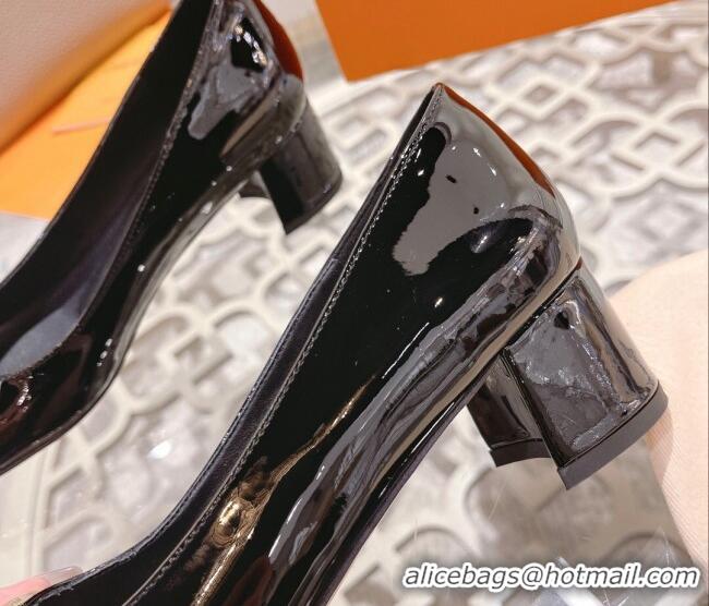 Top Grade Louis Vuitton Madeleine Pumps 4.5cm in Patent Leather with LV Circle Black 204050