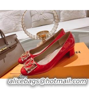 Low Cost Louis Vuitton Madeleine Pumps 4.5cm in Patent Leather with LV Circle Red 204051