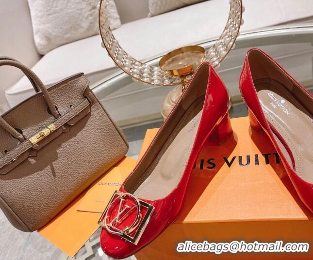 Low Cost Louis Vuitton Madeleine Pumps 4.5cm in Patent Leather with LV Circle Red 204051