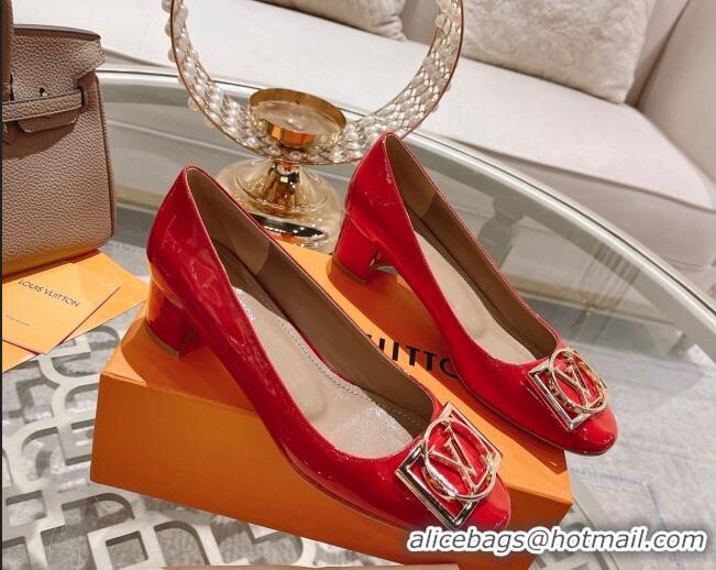 Low Cost Louis Vuitton Madeleine Pumps 4.5cm in Patent Leather with LV Circle Red 204051