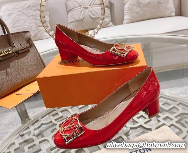 Low Cost Louis Vuitton Madeleine Pumps 4.5cm in Patent Leather with LV Circle Red 204051