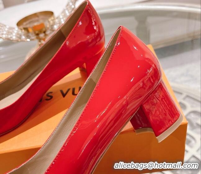 Low Cost Louis Vuitton Madeleine Pumps 4.5cm in Patent Leather with LV Circle Red 204051