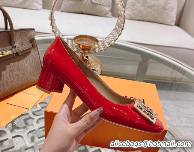 Low Cost Louis Vuitton Madeleine Pumps 4.5cm in Patent Leather with LV Circle Red 204051