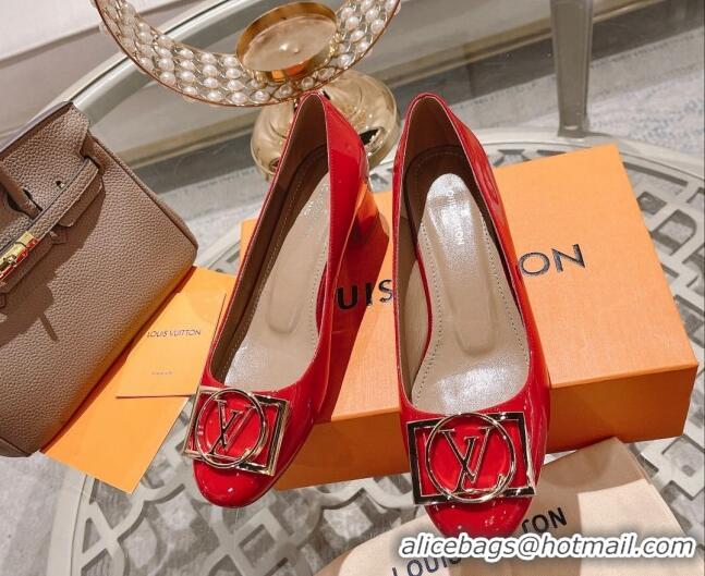 Low Cost Louis Vuitton Madeleine Pumps 4.5cm in Patent Leather with LV Circle Red 204051