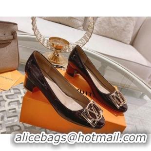 Luxurious Louis Vuitton Madeleine Pumps 4.5cm in Patent Leather with LV Circle Burgundy 204052