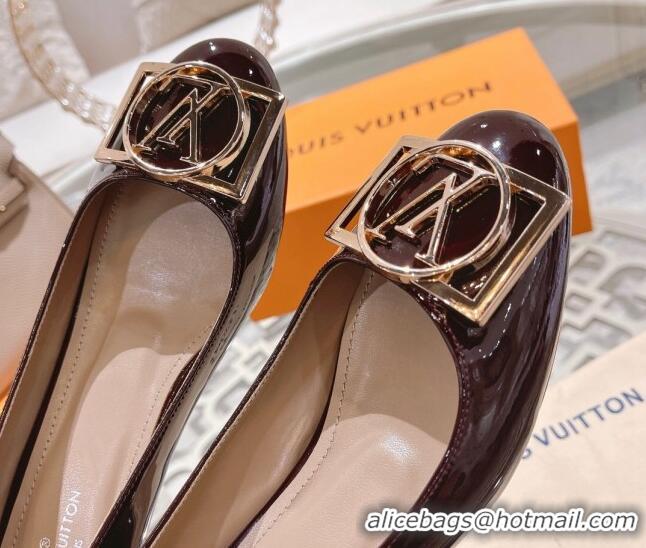 Luxurious Louis Vuitton Madeleine Pumps 4.5cm in Patent Leather with LV Circle Burgundy 204052