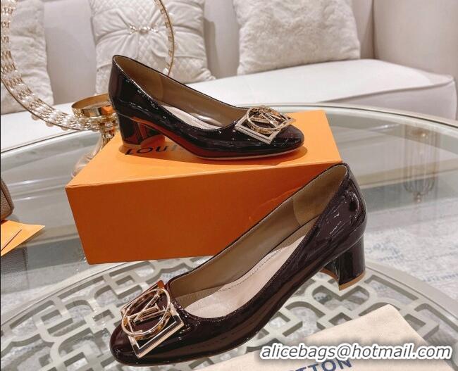 Luxurious Louis Vuitton Madeleine Pumps 4.5cm in Patent Leather with LV Circle Burgundy 204052