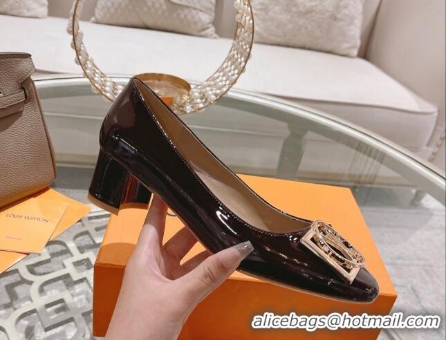 Luxurious Louis Vuitton Madeleine Pumps 4.5cm in Patent Leather with LV Circle Burgundy 204052