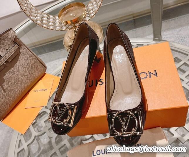 Luxurious Louis Vuitton Madeleine Pumps 4.5cm in Patent Leather with LV Circle Burgundy 204052