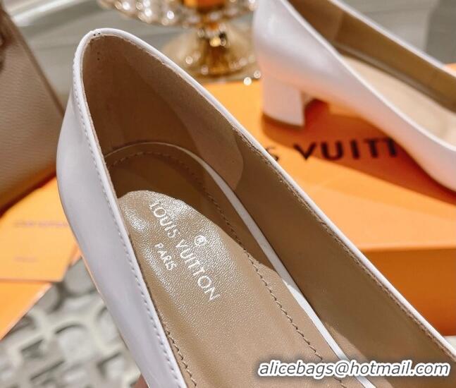 Low Price Louis Vuitton Madeleine Pumps 4.5cm in Patent Leather with LV Circle White 204053