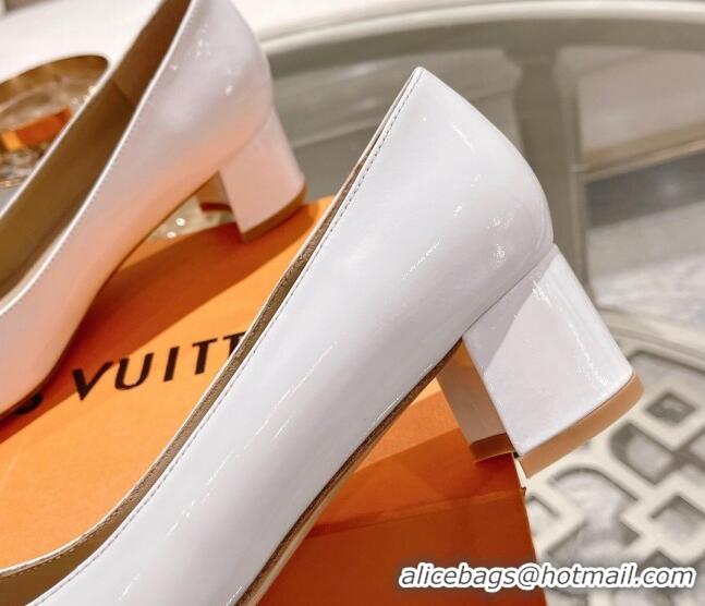 Low Price Louis Vuitton Madeleine Pumps 4.5cm in Patent Leather with LV Circle White 204053