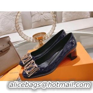 Classic Hot Louis Vuitton Madeleine Pumps 4.5cm in Patent Leather with LV Circle Blue 204054