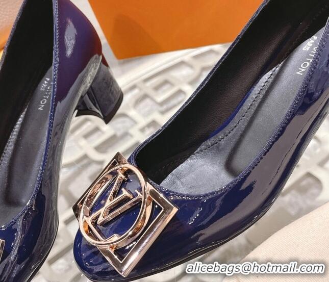 Classic Hot Louis Vuitton Madeleine Pumps 4.5cm in Patent Leather with LV Circle Blue 204054