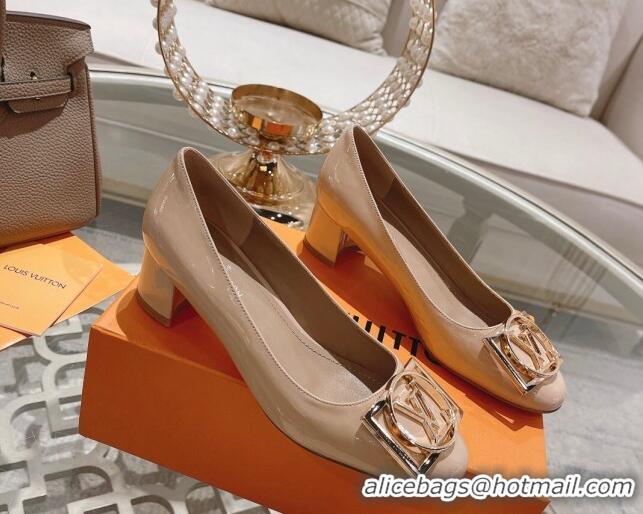 Luxury Louis Vuitton Madeleine Pumps 4.5cm in Patent Leather with LV Circle Nude 204055