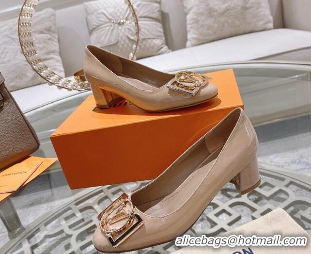 Luxury Louis Vuitton Madeleine Pumps 4.5cm in Patent Leather with LV Circle Nude 204055