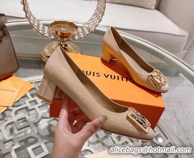 Luxury Louis Vuitton Madeleine Pumps 4.5cm in Patent Leather with LV Circle Nude 204055