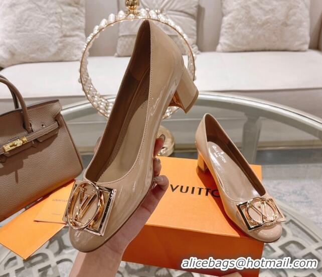 Luxury Louis Vuitton Madeleine Pumps 4.5cm in Patent Leather with LV Circle Nude 204055