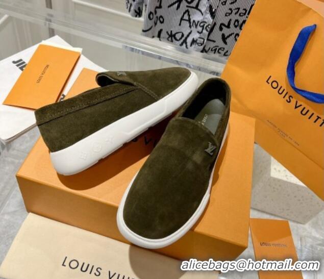 Perfect Louis Vuitton Men's LV Pacific Loafers in Suede Green 204059