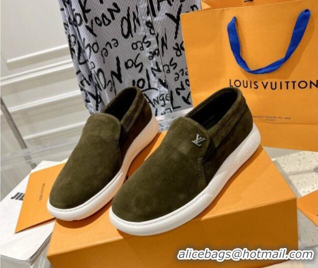 Perfect Louis Vuitton Men's LV Pacific Loafers in Suede Green 204059